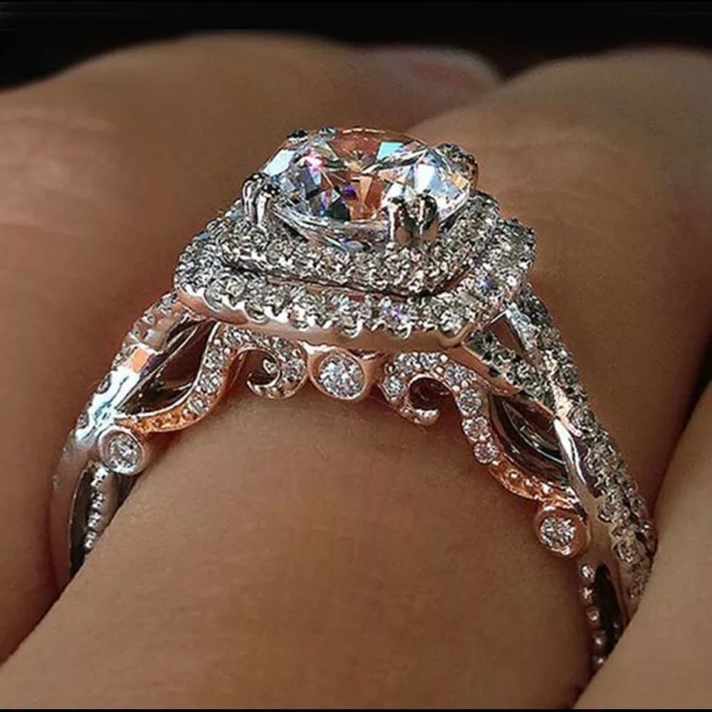 Gorgeous Silver CZ Diamond Halo Ring